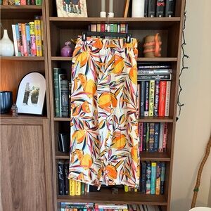 Tropical Fruit Print Linen Pants
